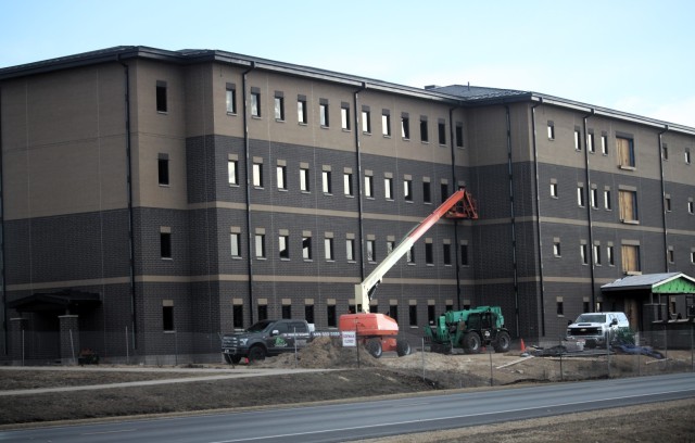 The construction area for a new $28.08 million barracks building is shown March 17, 2025, at Fort McCoy, Wis., as progress on the facility continues. The contractor for the project, BlindermanPower (Construction), received the notice to proceed...