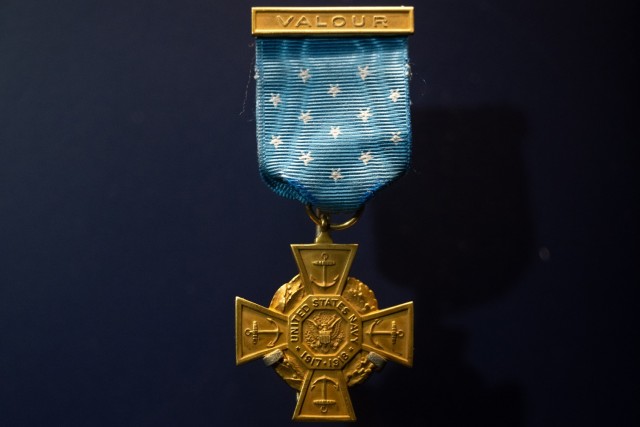 The Tiffany Cross Medal of Honor is on display at the National Medal of Honor Museum in Arlington, Texas, on March 6, 2025. Fewer than 30 versions of the design are known to have been awarded. (DoD photo by EJ Hersom)