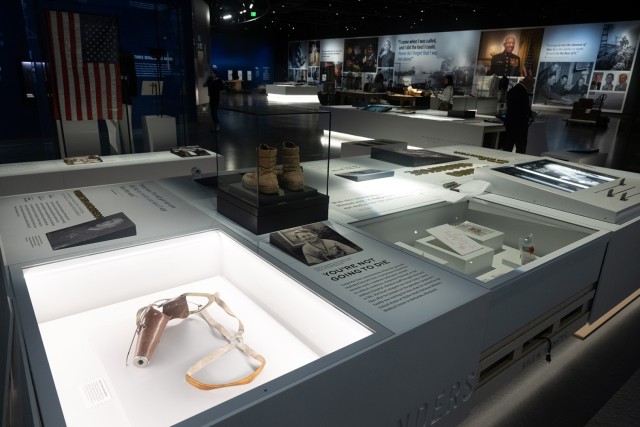 Photos and artifacts of Medal of Honor recipients are displayed at the National Medal of Honor Museum in Arlington, Texas, on March 6, 2025. (DoD photo by EJ Hersom)