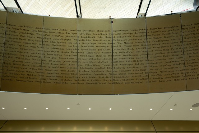 Names of Medal of Honor recipients adorn the foyer of the National Medal of Honor Museum in Arlington, Texas, on March 6, 2025. (DoD photo by EJ Hersom)