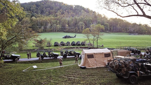 Soldiers from 2nd Battalion, 502nd Infantry Regiment begin staging for hurricane response efforts. (Photo courtesy of the 101st Airborne Division Public Affairs Office)