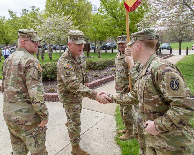 Maj. Gen. Trevor Bredenkamp, Commanding General, Joint Task Force-National Capital Region and the Military District of Washington, and his Command Sergeant Major, Command Sgt. Maj. Vern Daly Jr., officially welcome Fort Belvoir&#39;s command team...