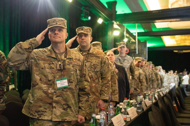 U.S. Army Soldiers salute during the Africa Land Forces Summit (ALFS) 2025 opening ceremony in Accra, Ghana, April 7, 2025. Sponsored by the U.S. Army Chief of Staff and co-hosted by U.S. Army Southern European Task Force, Africa (SETAF-AF) and...
