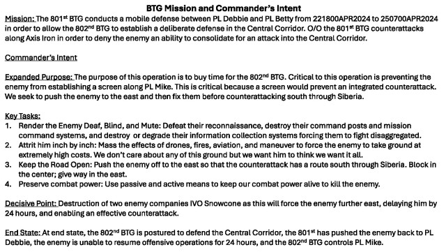 Figure 1. BTG Mission and Commander's Intent
