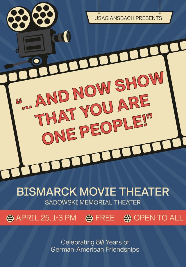U.S. Army Garrison Ansbach invites the community to a special screening of a powerful historical documentary at the Bismarck Movie Theater on April 25 at 1 p.m., commemorating 80 years of German-American partnership and 250 years of U.S. Army...