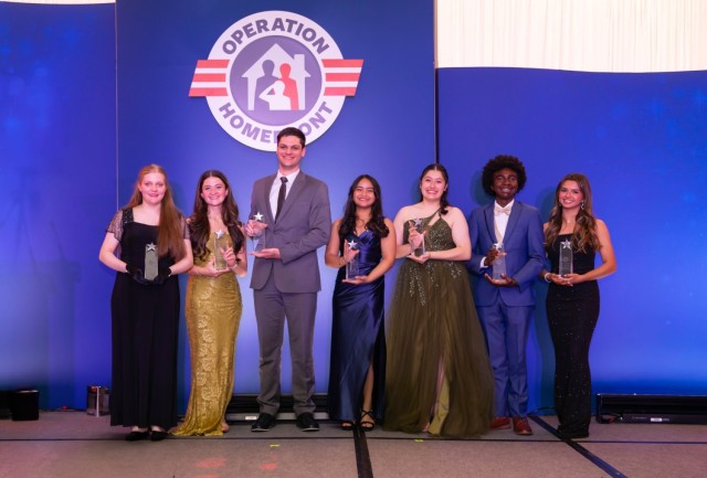 Maribel Sikes, the 2025 Operation Homefront Army Military Child of the Year poses for a photo with recipients from other service branches in Washington D.C. on April 10, 2025.