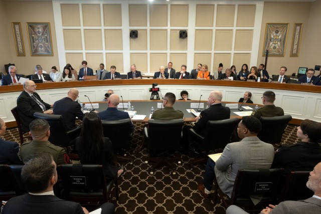 Senior enlisted leaders testify before the House Appropriations Committee in Washington, April 8, 2025. Among those were Sgt. Maj. of the Army Michael R. Weimer, Master Chief Petty Officer of the Navy James Honea and Chief Master Sgt. of the Air...