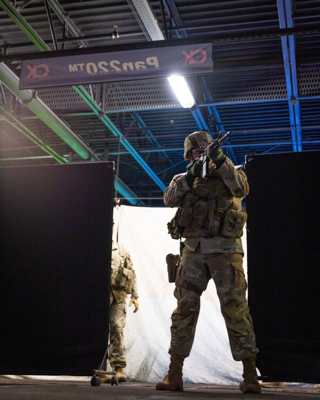 Soldiers clear buildings during MOUT assessment
