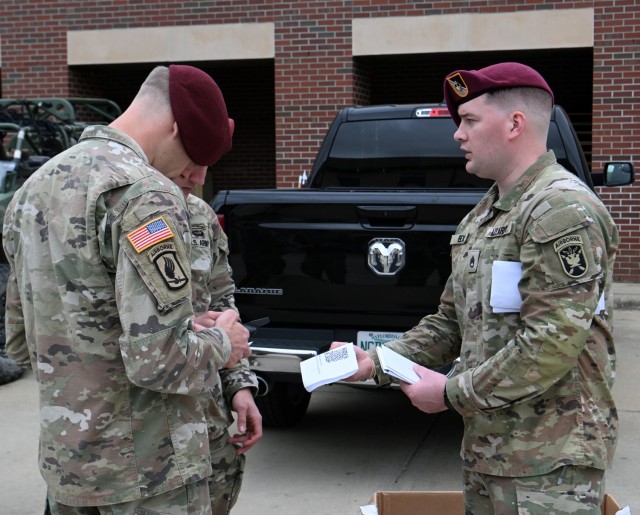 Staff Sgt. Brayden Bex, with Joint Special Operations Medical Training Center, under the U.S. Army John F. Kennedy Special Warfare Center and School, the Army&#39;s Special Operations Center of Excellence, facilitates a bone marrow screening to...