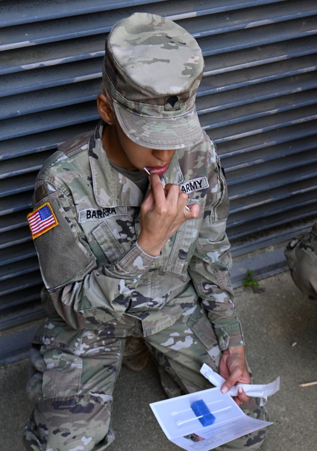 Soldiers from the Joint Special Operations Medical Training Center, under the U.S. Army John F. Kennedy Special Warfare Center and School, the Army&#39;s Special Operations Center of Excellence, facilitate a bone marrow screening to over 1,000...