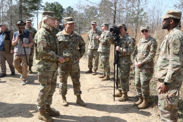Brig. Gen. W Bochat (left) and Command Sgt. Maj. Dave Silva (center)