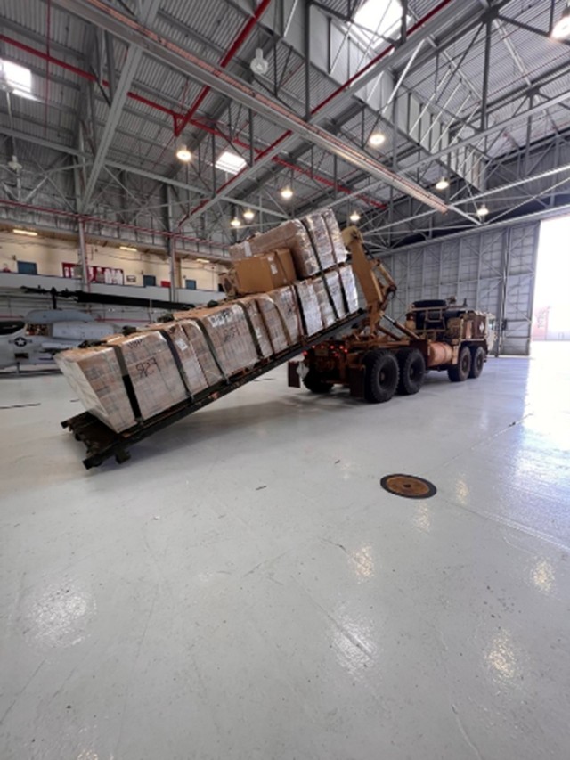 CLP 2 staging supplies to be prepared for Container Delivery System airdrops on the Pohakuloa Training Area in support of the 1-27 Wolfhounds, September 25, 2024, on Joint Base Pearl Harbor Hickham, Hawaii.