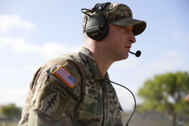 U.S. Army Staff Sgt. Jaron Hohertz, assigned to 11th Signal Brigade, Headquarters and Headquarters Battalion conducts voiceover during the QRPX (low-power, high-frequency communications exercise/competition) March 22, 2025, on Fort Cavazos, Texas....
