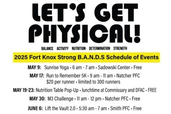 ‘Let’s get physical:’ Fort Knox DFMWR Strong B.A.N.D.S Program promotes fitness May 9-June 6