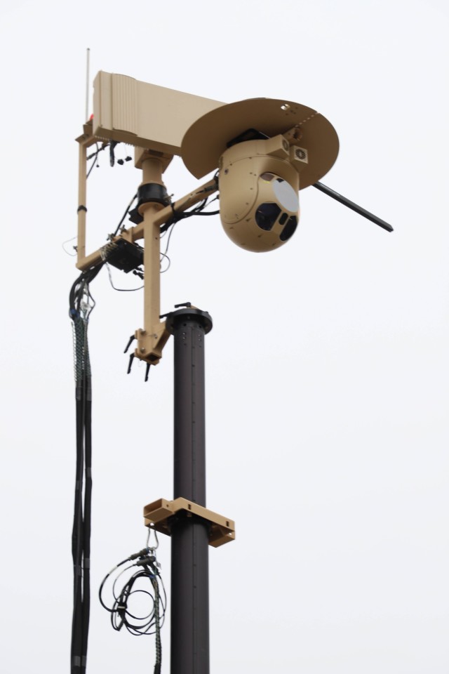 The 549th Military Police Company, assigned to Joint Task Force - Southern Border, conducts detection and monitoring operations at San Diego, Calif. April 10, 2025. The Ground-Based Operational Surveillance System (Expeditionary) (G-BOSS(E)) is a...