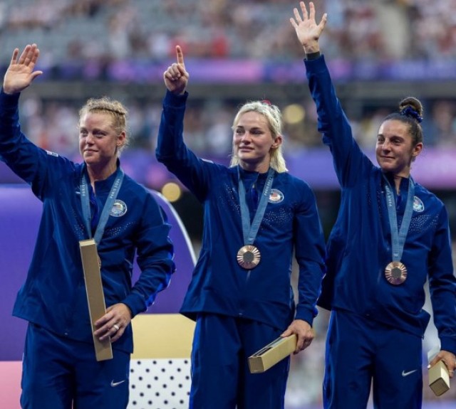 Samantha Sullivan, (center), an Army World Class Program Soldier-athlete, helped the USA Women&#39;s Rugby Sevens team win its first medal during the 2024 Olympic Games in Paris, France. She attributed her ability to manage her emotions as a skill...