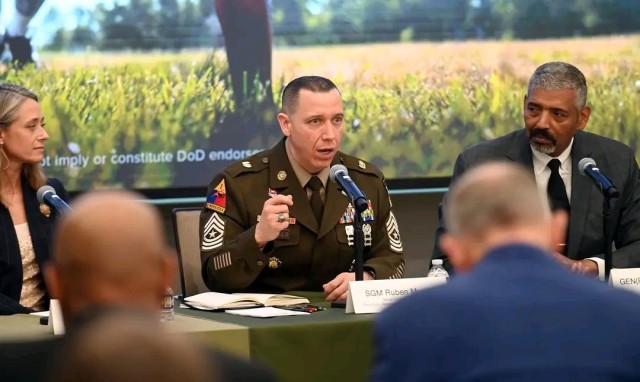 Sgt. Maj. Ruben Murillo, Senior Enlisted Advisor, Directorate of Prevention, Resilience and Readiness, participated in a panel discussion on "Building a Resilient Army Family and Community" hosted by the Association of the United States...