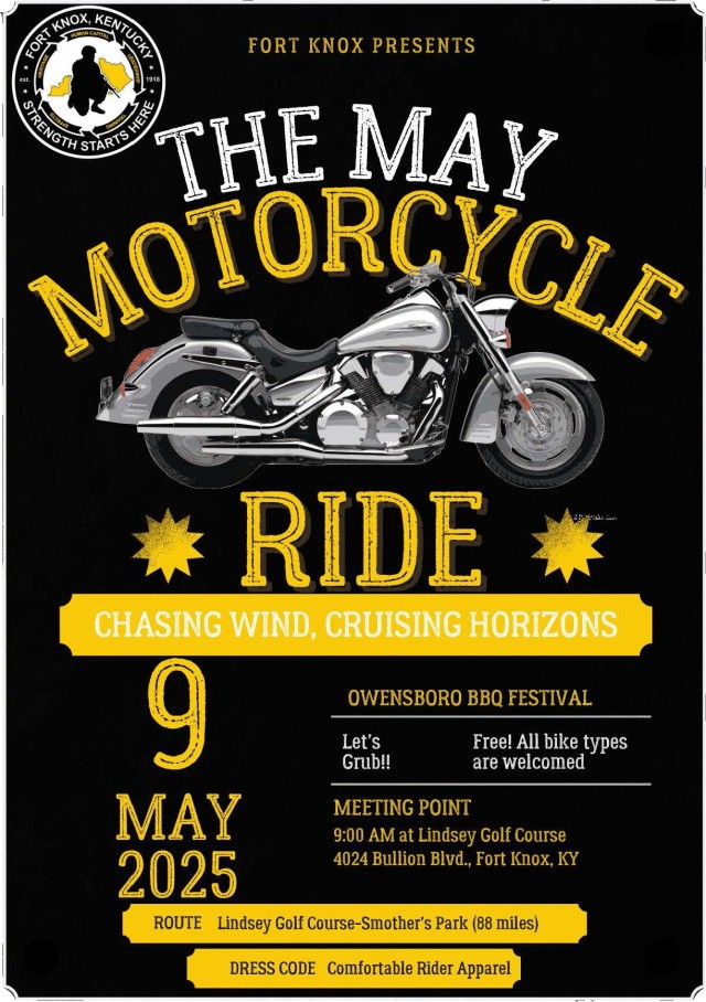 Fort Knox announces May 9 motorcycle safety ride