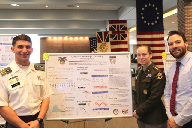 WEST POINT, N.Y. - (from left) Cadet Alexander Boarnet, Maj. Faith Mueller, Assistant Product Manager Small Caliber Ammunition, Martin Seiz, a Production Team Lead at Picatinny Arsenal’s Joint Program Executive Office for Armaments and...
