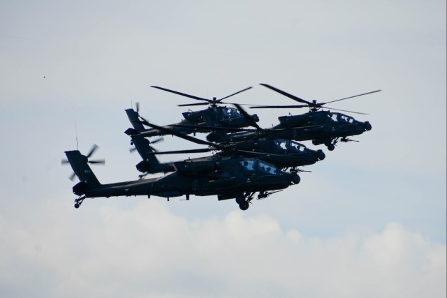 U.S. Army AH-64 Apaches roar through Latvia demonstrating lethality