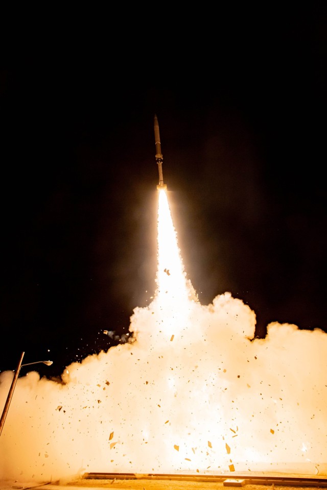 A Black Dagger Zombie missile target, designed to fly a ballistic flight path and demonstrate defensive protection capability, launches from Fort Wingate, N.M., Nov. 2, 2024.