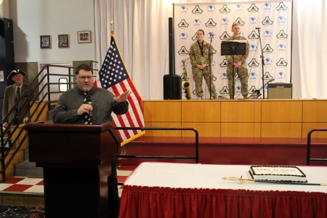 Fort McCoy Deputy to the Garrison Commander Cameron Cantlon provides opening comments during the 2025 observance of the Army Reserve birthday April 23, 2025, at McCoy’s Community Center at Fort McCoy, Wis. Fort McCoy celebrated the 117th...