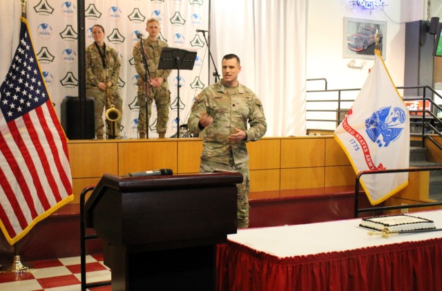 Fort McCoy Deputy Commander Lt. Col. Mike Corkum provides opening comments during the 2025 observance of the Army Reserve birthday April 23, 2025, at McCoy’s Community Center at Fort McCoy, Wis. Fort McCoy celebrated the 117th birthday for the...