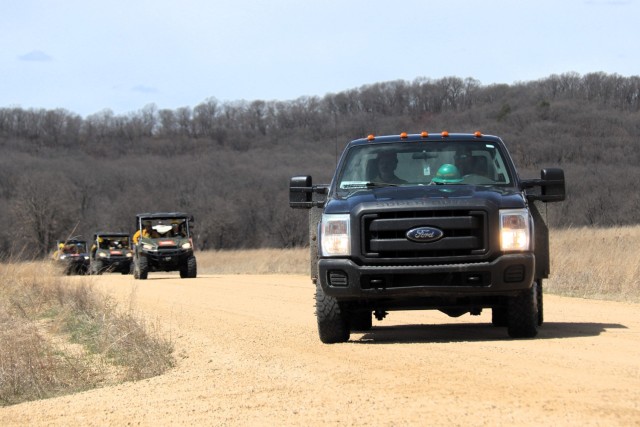 Members of the Fort McCoy prescribed burn team oversee a prescribed burn April 23, 2025, on Badger Drop Zone on South Post at Fort McCoy, Wis. The post prescribed burn team includes personnel with the Fort McCoy Directorate of Emergency Services...