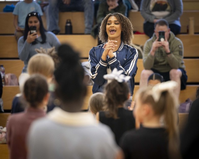 Dallas Cowboys Cheerleaders visit USAG Rheinland-Pfalz to celebrate Month of the Military Child