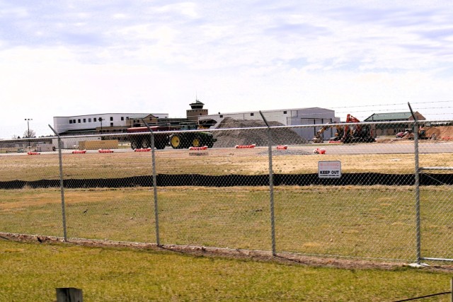 Contractors work on a project April 16, 2025, at the Sparta-Fort McCoy Airport at Fort McCoy, Wis. The work is part of ongoing planned improvements at the airport to better support training and aircraft. (U.S. Army Photo by Scott T. Sturkol,...