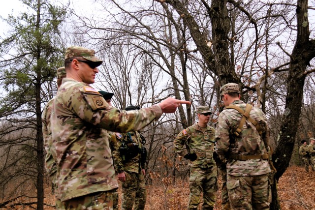 Army ROTC cadets complete field training April 11, 2025, at Fort McCoy, Wis. They are among more than 70 other cadets from seven universities completing field training. ROTC training leaders said the training was a combined field training...