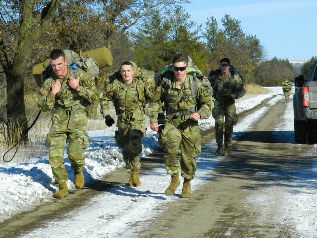 ROTC cadets compete in the Northern Warfare Challenge on Feb. 21, 2025, at Fort McCoy, Wis. ROTC teams with U.S. Army Cadet Command came from all around the United States as they battled through a wide variety of challenges and long ruck marching...