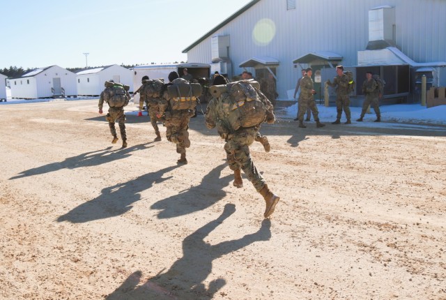 ROTC cadets compete in the Northern Warfare Challenge on Feb. 21, 2025, at Fort McCoy, Wis. ROTC teams with U.S. Army Cadet Command came from all around the United States as they battled through a wide variety of challenges and long ruck marching...