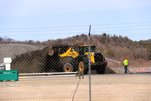 Contractors work on a project April 16, 2025, at the Sparta-Fort McCoy Airport at Fort McCoy, Wis. The work is part of ongoing planned improvements at the airport to better support training and aircraft. (U.S. Army Photo by Scott T. Sturkol,...