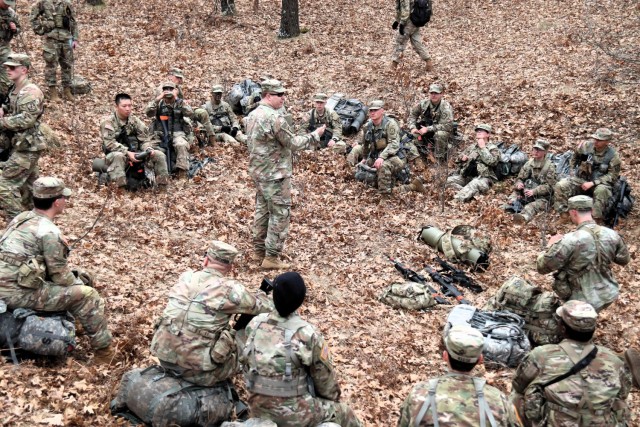 Army ROTC cadets complete field training April 11, 2025, at Fort McCoy, Wis. They are among more than 70 other cadets from seven universities completing field training. ROTC training leaders said the training was a combined field training...