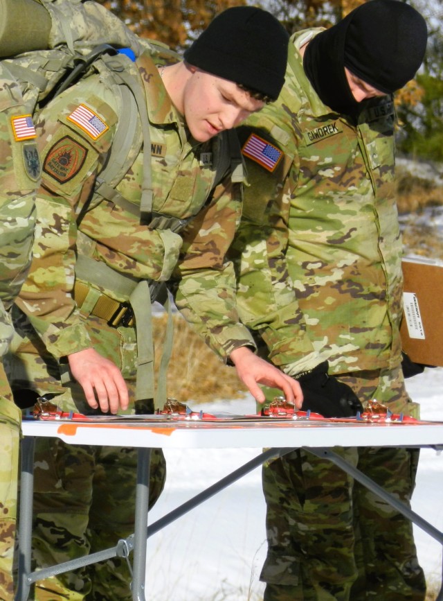 ROTC cadets compete in the Northern Warfare Challenge on Feb. 21, 2025, at Fort McCoy, Wis. ROTC teams with U.S. Army Cadet Command came from all around the United States as they battled through a wide variety of challenges and long ruck marching...
