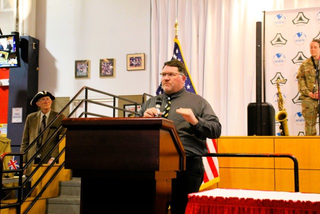 Fort McCoy Deputy to the Garrison Commander Cameron Cantlon provides opening comments during the 2025 observance of the Army Reserve birthday April 23, 2025, at McCoy’s Community Center at Fort McCoy, Wis. Fort McCoy celebrated the 117th...