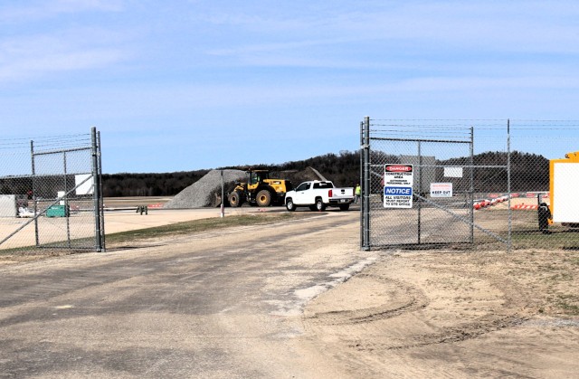 Contractors work on a project April 16, 2025, at the Sparta-Fort McCoy Airport at Fort McCoy, Wis. The work is part of ongoing planned improvements at the airport to better support training and aircraft. (U.S. Army Photo by Scott T. Sturkol,...