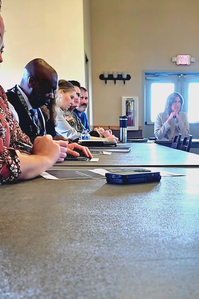 Leaders and staff from Fort McCoy, the Tomah VA Medical Center, and Volk Field, Wis., meet May 6, 2025, at Fort McCoy, Wis., to discuss medical readiness for service members, and more. The “Care Triad” as they are called meets regularly to...