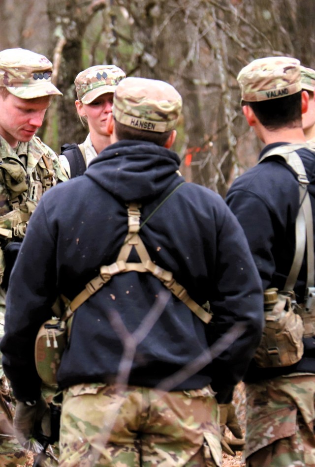 Army ROTC cadets complete field training April 11, 2025, at Fort McCoy, Wis. They are among more than 70 other cadets from seven universities completing field training. ROTC training leaders said the training was a combined field training...