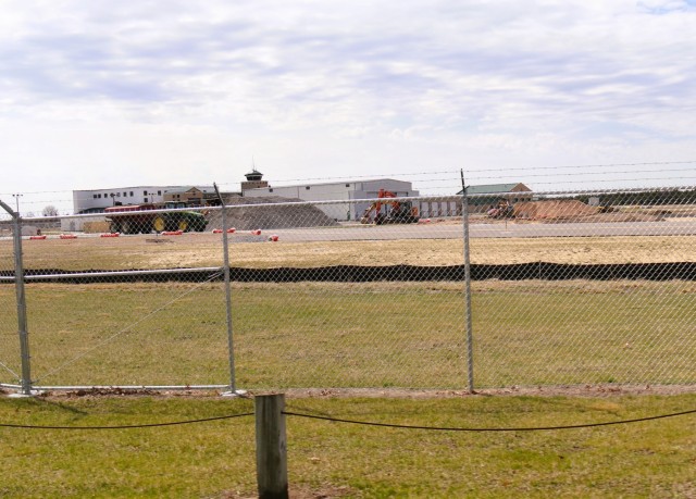 Contractors work on a project April 16, 2025, at the Sparta-Fort McCoy Airport at Fort McCoy, Wis. The work is part of ongoing planned improvements at the airport to better support training and aircraft. (U.S. Army Photo by Scott T. Sturkol,...