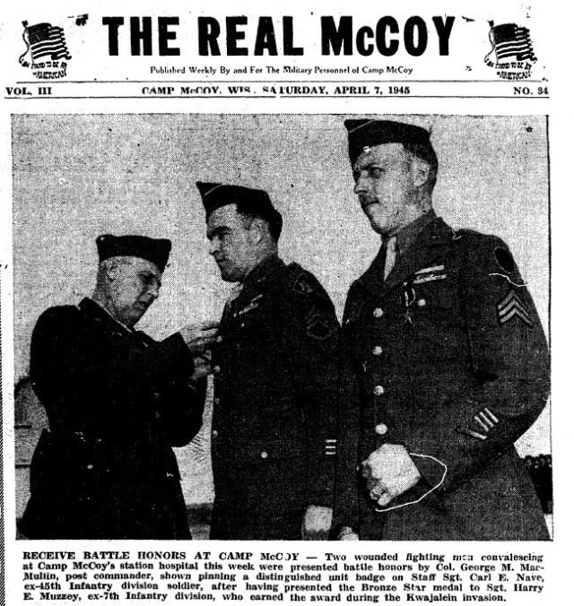 This is a news clipping from the April 7, 1945, edition of The Real McCoy newspaper at Fort McCoy, Wis. During that time, the installation was busy preparing service members for fighting in World War II. (U.S. Army Historical Photo)