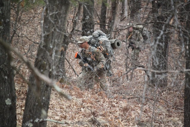 Army ROTC cadets complete field training April 11, 2025, at Fort McCoy, Wis. They are among more than 70 other cadets from seven universities completing field training. ROTC training leaders said the training was a combined field training...
