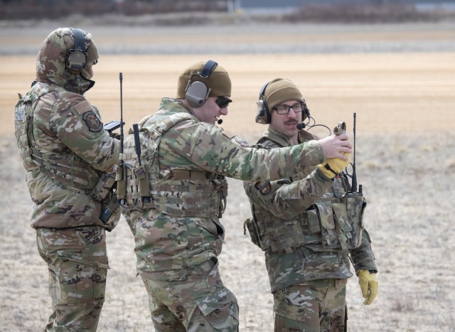 Students and staff with the Air Force’s Air Mobility Liaison Officer (AMLO) Qualification Course complete training April 15, 2025 at Young Air Assault Strip on South Post at Fort McCoy, Wis. Lt. Col. Andrew Baker, course director with the 435th...
