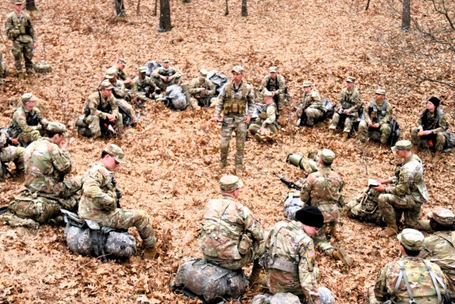 Army ROTC cadets complete field training April 11, 2025, at Fort McCoy, Wis. They are among more than 70 other cadets from seven universities completing field training. ROTC training leaders said the training was a combined field training...