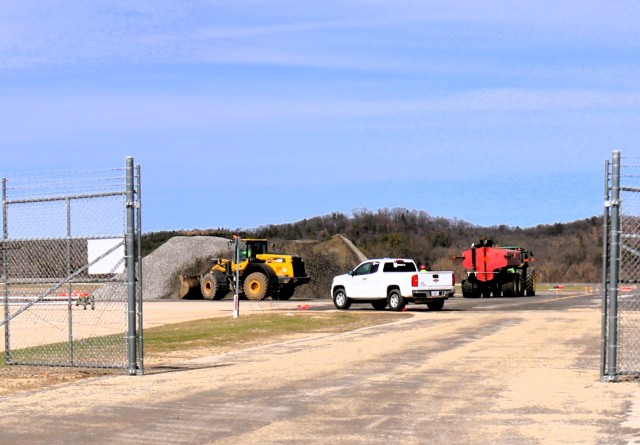 Contractors work on a project April 16, 2025, at the Sparta-Fort McCoy Airport at Fort McCoy, Wis. The work is part of ongoing planned improvements at the airport to better support training and aircraft. (U.S. Army Photo by Scott T. Sturkol,...