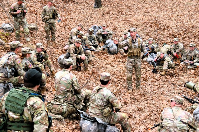 Army ROTC cadets complete field training April 11, 2025, at Fort McCoy, Wis. They are among more than 70 other cadets from seven universities completing field training. ROTC training leaders said the training was a combined field training...