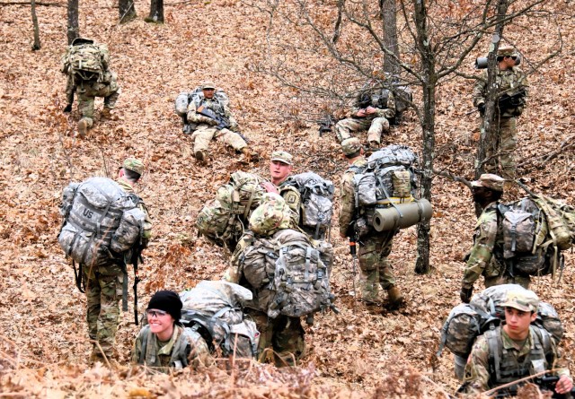 Army ROTC cadets complete field training April 11, 2025, at Fort McCoy, Wis. They are among more than 70 other cadets from seven universities completing field training. ROTC training leaders said the training was a combined field training...