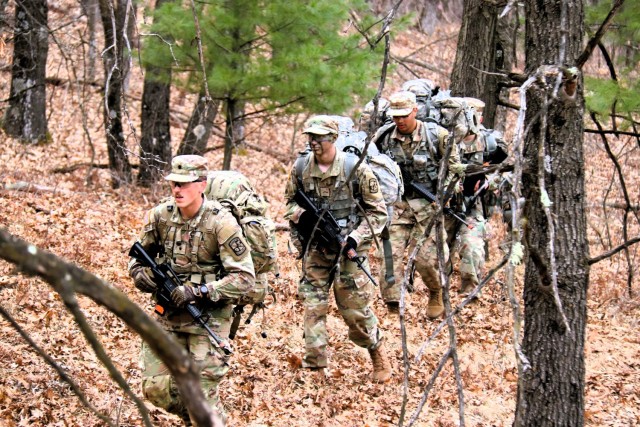 Army ROTC cadets complete field training April 11, 2025, at Fort McCoy, Wis. They are among more than 70 other cadets from seven universities completing field training. ROTC training leaders said the training was a combined field training...