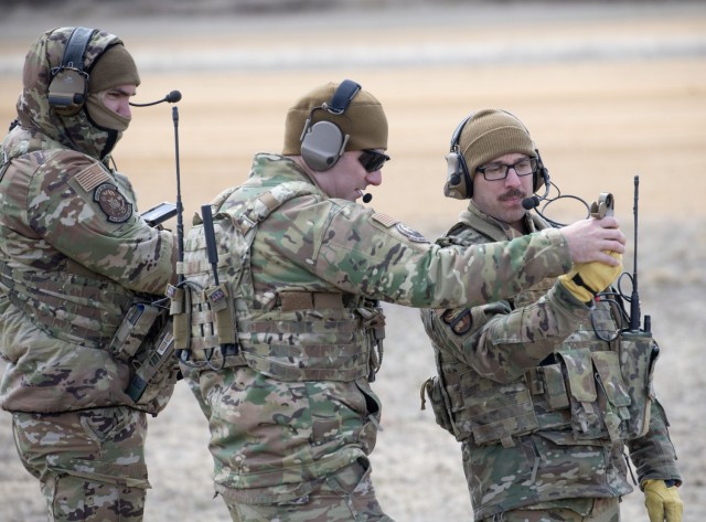 Students and staff with the Air Force’s Air Mobility Liaison Officer (AMLO) Qualification Course complete training April 15, 2025 at Young Air Assault Strip on South Post at Fort McCoy, Wis. Lt. Col. Andrew Baker, course director with the 435th...